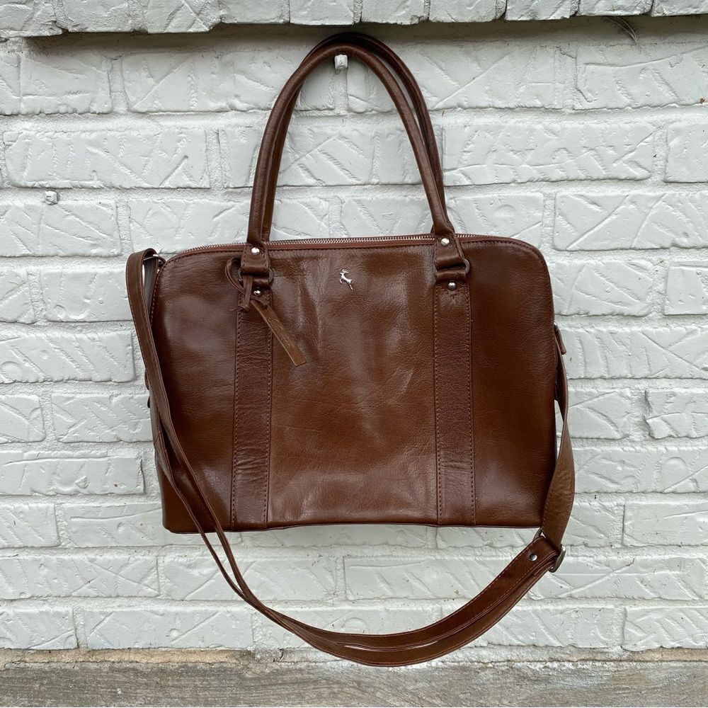Ashwood Glossy Congac Brown Leather Attaché Case Bag